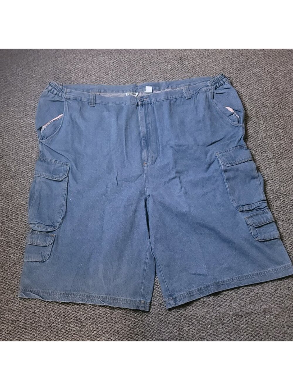 KingSize Cargo Jean Shorts Mens 54 Big Tall Elastic Blue Jorts Cotton Denim y2K